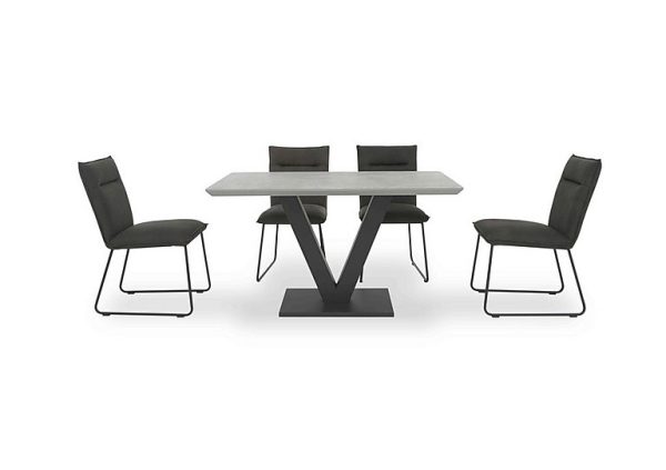 Ruben Dining Table with 4 Faux Suede Chairs  Stone | Bed Sava