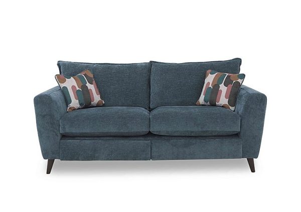 Sofia 3 Seater Fabric Power Recliner Sofa with Walnut Feet | Bed Sava