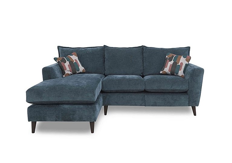 Sofia Fabric Power Recliner Left Hand Facing Corner Sofa with Chaise End with Walnut Feet