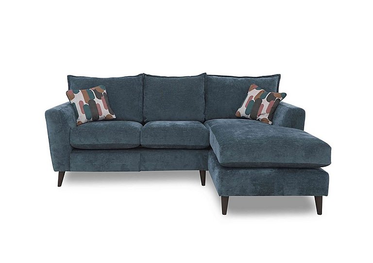 Sofia Fabric Power Recliner Right Hand Facing Corner Sofa with Chaise End with Walnut Feet