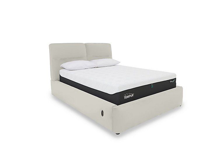 Stark Leather Electric Ottoman Bed Frame - Super King - Frost