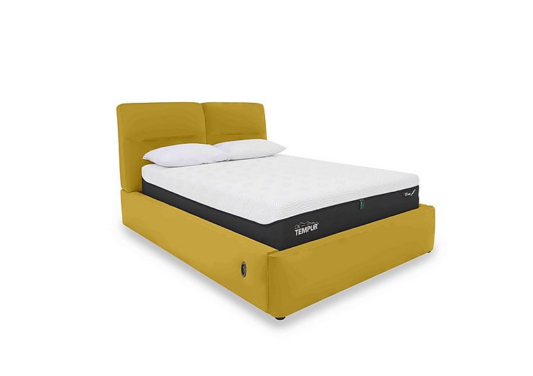 Stark Leather Electric Ottoman Bed Frame - Super King - Yellow