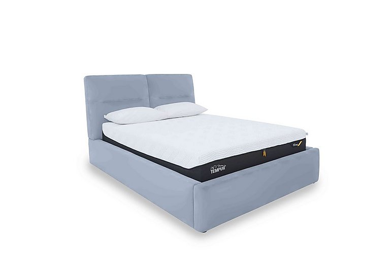 Stark NC Leather Manual Ottoman Bed Frame - King Size - Pearl Blue