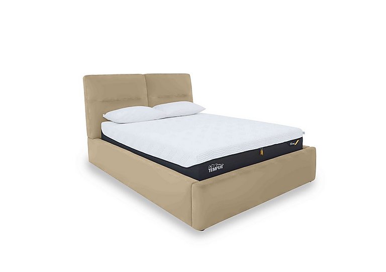 Stark Leather Manual Ottoman Bed Frame - King Size - Nude