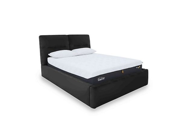Stark Leather Manual Ottoman Bed Frame  Super King  Black | Bed Sava