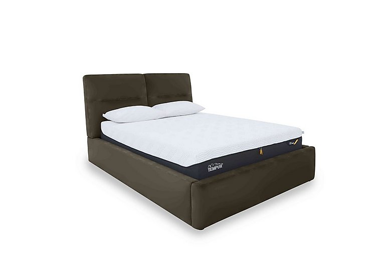 Stark Leather Manual Ottoman Bed Frame - King Size - Olive