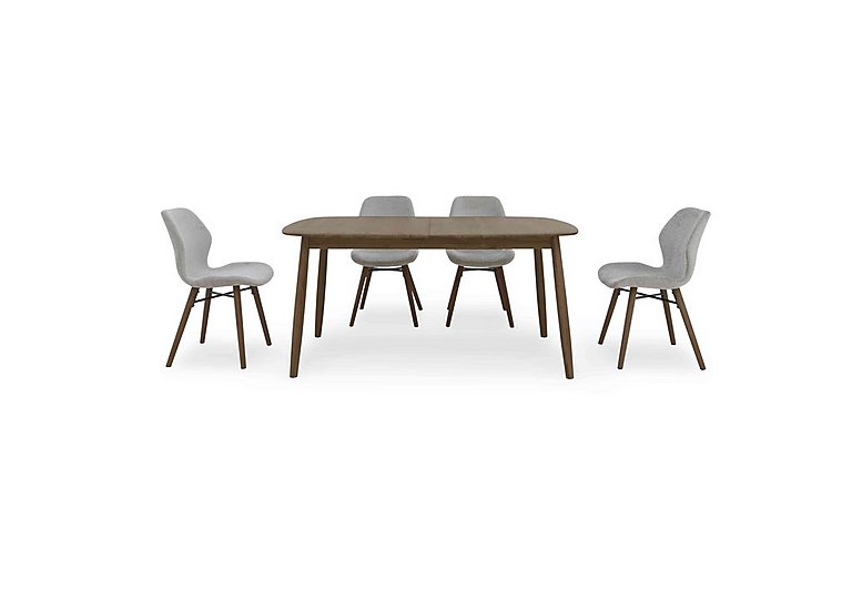 Stockholm Extending Dining Table with 4 Upholstered Chairs - Dark Oak