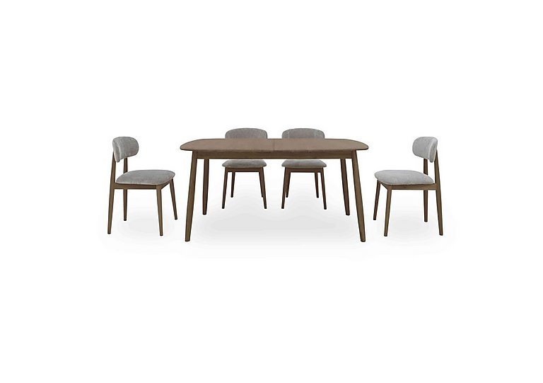 Stockholm Extending Dining Table with 4 Wooden Chairs - Dark Oak