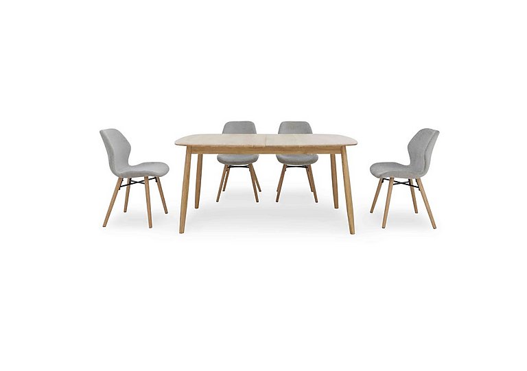 Stockholm Extending Dining Table with 4 Upholstered Chairs - Light Oak