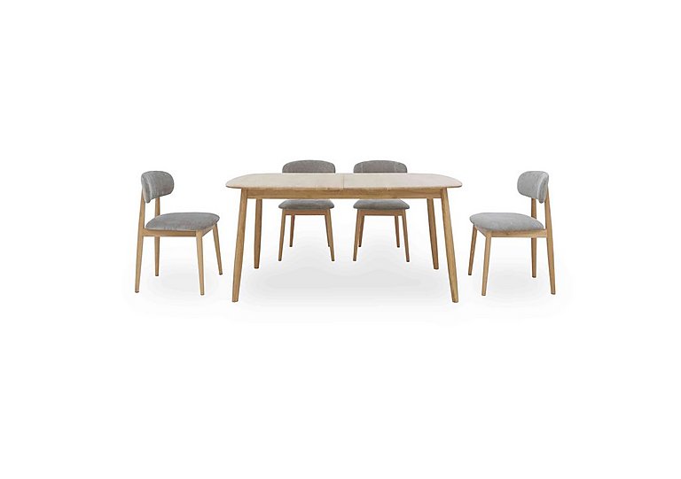 Stockholm Extending Dining Table with 4 Wooden Chairs - Light Oak