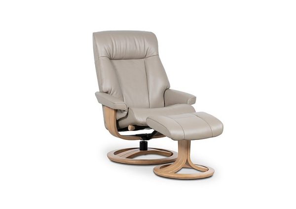 Tromso Large Leather Swivel Chair and Footstool | Bed Sava