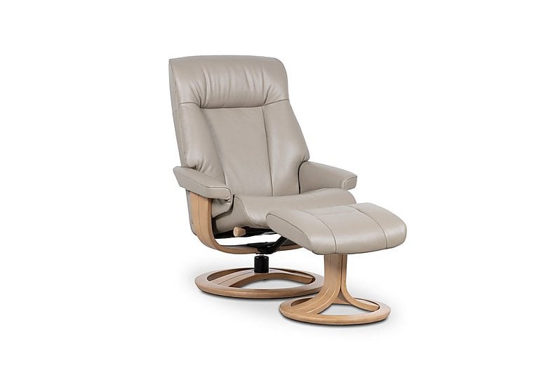 Tromso Large Leather Swivel Chair and Footstool