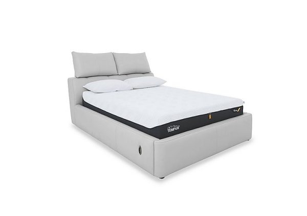 Tyrell HW Leather Electric Ottoman Bed Frame  Super King  Grey | Bed Sava