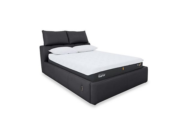Tyrell HW Leather Electric Ottoman Bed Frame  Super King  Black | Bed Sava