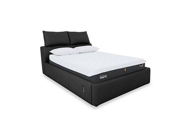 Tyrell NC Leather Electric Ottoman Bed Frame  King Size  Black | Bed Sava
