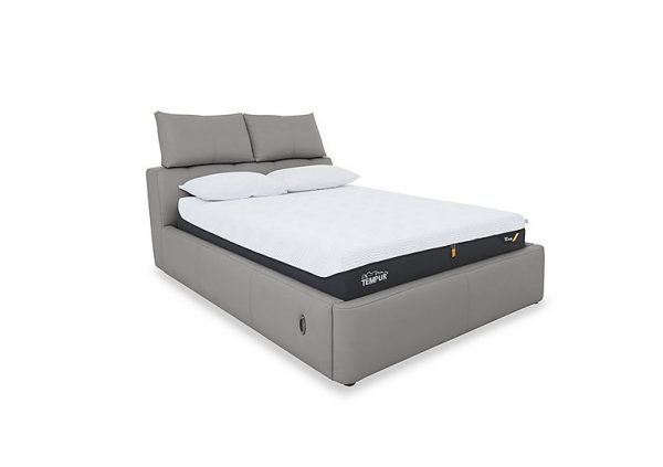 Tyrell NC Leather Electric Ottoman Bed Frame  Super King  Sleet | Bed Sava