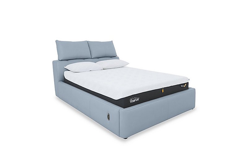 Tyrell NC Leather Electric Ottoman Bed Frame - King Size - Pearl Blue