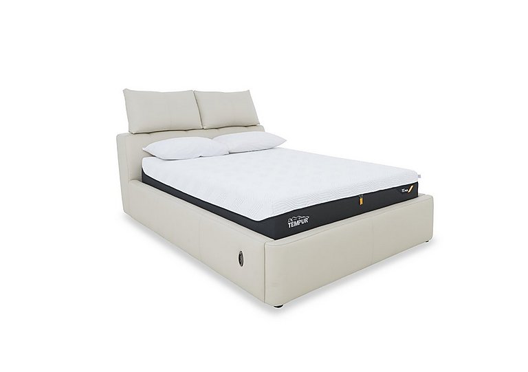 Tyrell Leather Electric Ottoman Bed Frame - Super King - Frost