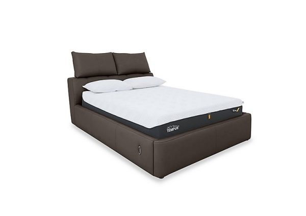 Tyrell Leather Electric Ottoman Bed Frame  Super King  Cacao | Bed Sava
