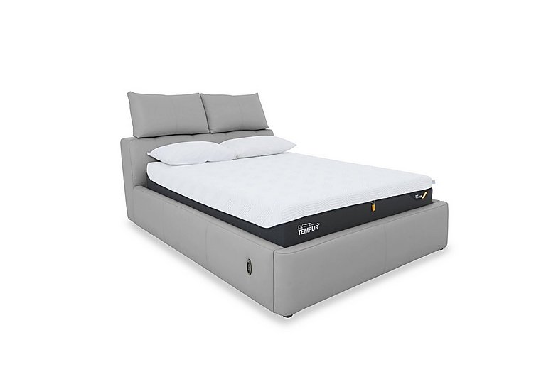 Tyrell Leather Electric Ottoman Bed Frame - Super King - Light Grey