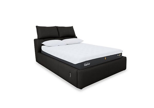 Tyrell Leather Electric Ottoman Bed Frame  Super King  Shale Grey | Bed Sava