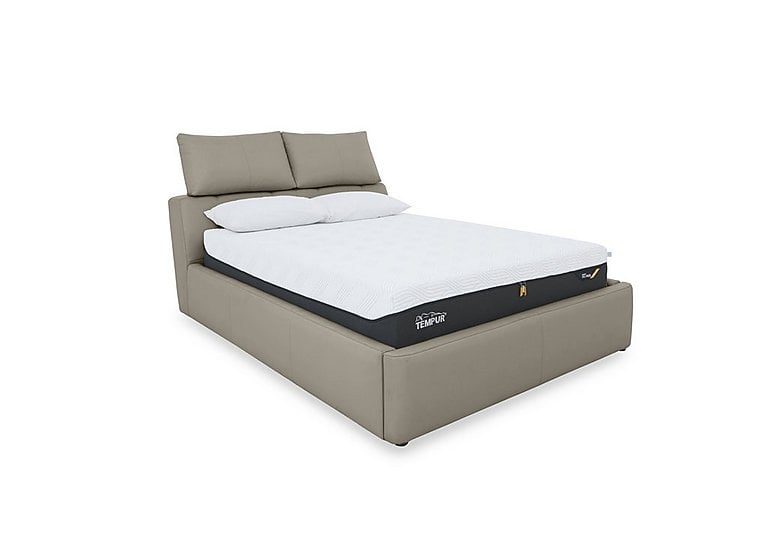 Tyrell BV Leather Manual Ottoman Bed Frame - King Size - BV Taupe