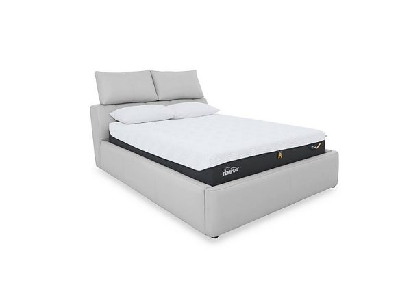 Tyrell NC Leather Manual Ottoman Bed Frame  Super King  Grey | Bed Sava