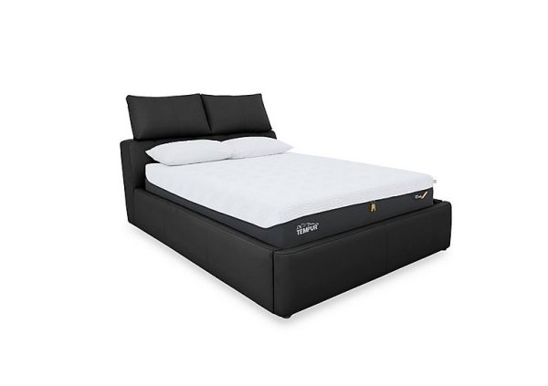 Tyrell NC Leather Manual Ottoman Bed Frame  King Size  Black | Bed Sava