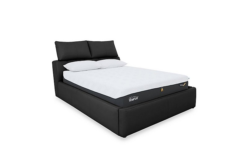 Tyrell NC Leather Manual Ottoman Bed Frame - King Size - Black