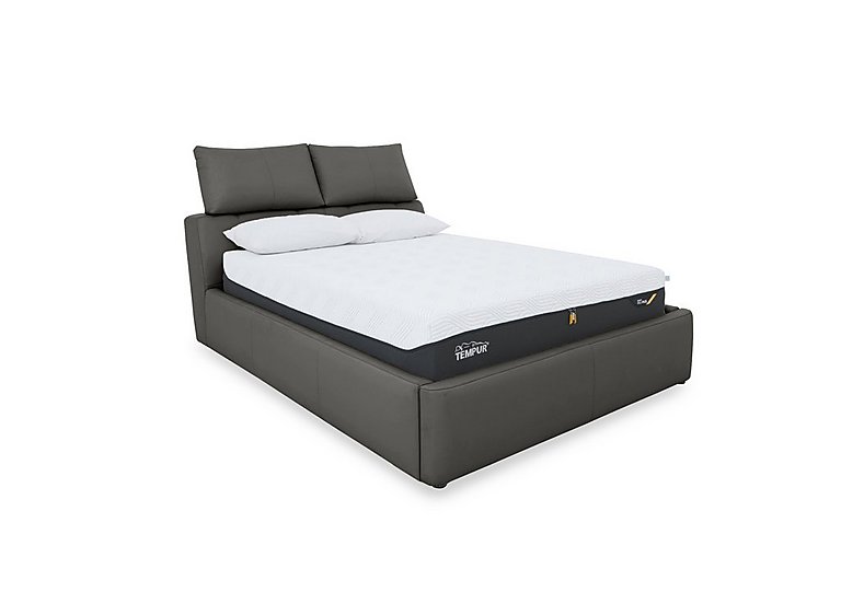 Tyrell NC Leather Manual Ottoman Bed Frame - King Size - Charcoal Grey
