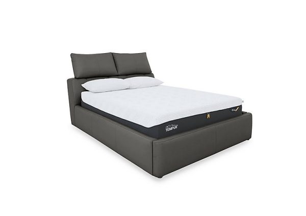 Tyrell NC Leather Manual Ottoman Bed Frame  Super King  Charcoal Grey | Bed Sava