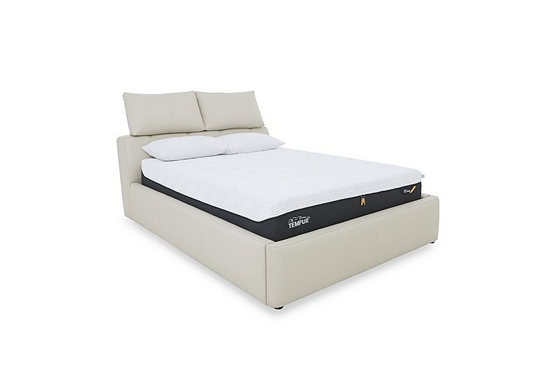 Tyrell Leather Manual Ottoman Bed Frame - Super King - Frost