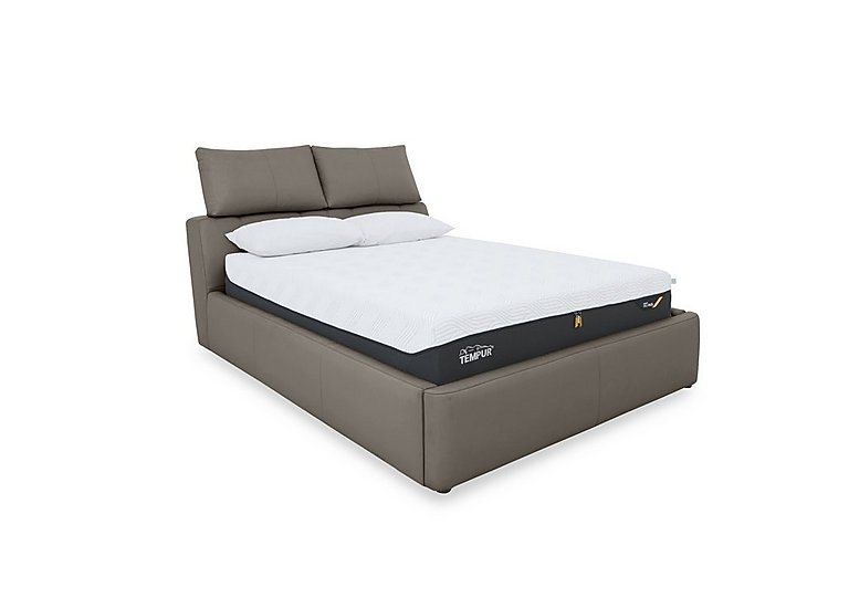 Tyrell Leather Manual Ottoman Bed Frame - Super King - Elephant