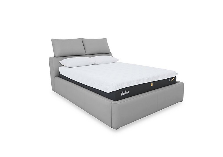 Tyrell Leather Manual Ottoman Bed Frame - King Size - Light Grey