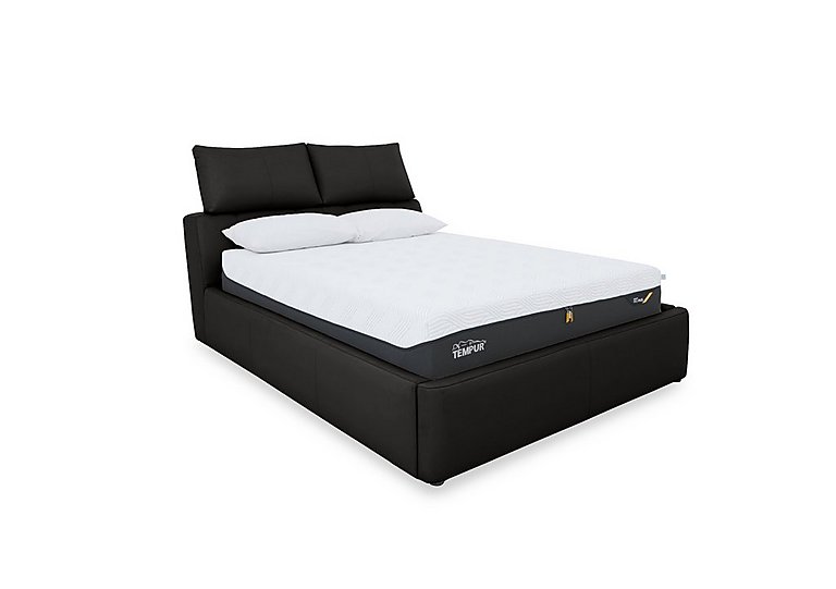 Tyrell Leather Manual Ottoman Bed Frame - King Size - Shale Grey