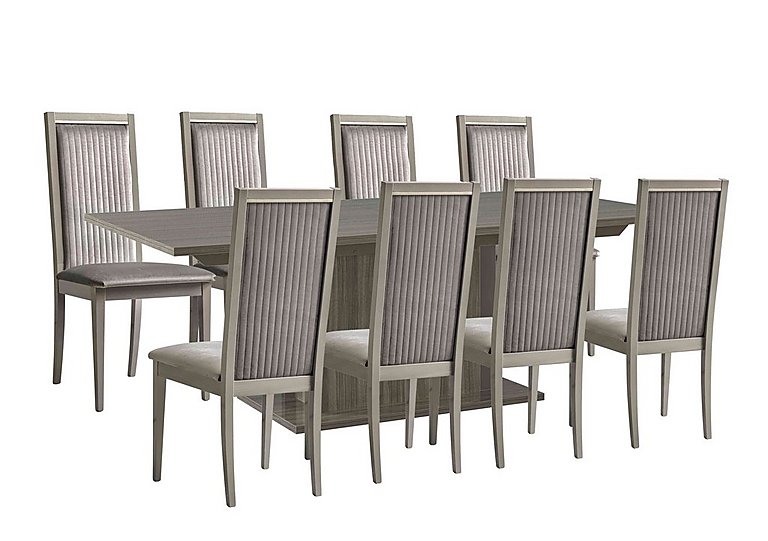 Venezia 160 cm Extending Dining Table and 8 Panelled Fabric Chairs Set - Grey