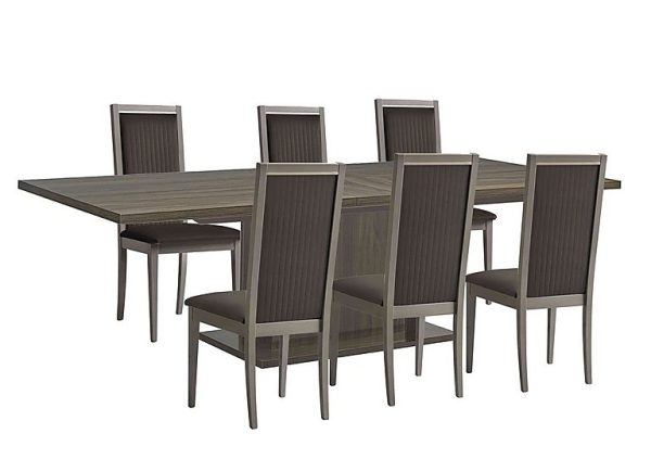 Venezia 200 cm Extending Dining Table and 6 Panelled Fabric Chairs Set  Dark Grey | Bed Sava