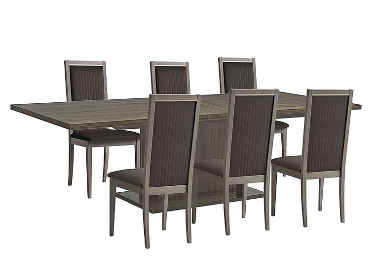 Venezia 200 cm Extending Dining Table and 6 Panelled Fabric Chairs Set - Dark Grey