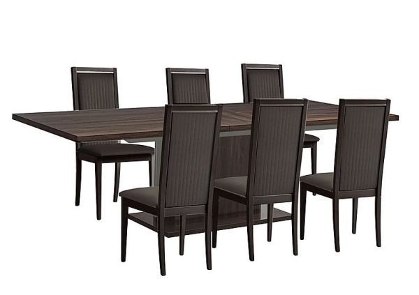 Venezia 200 cm Extending Dining Table and 6 Panelled Fabric Chairs Set  Walnut | Bed Sava