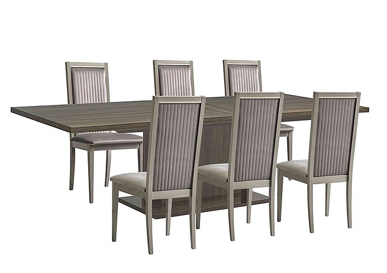 Venezia 200 cm Extending Dining Table and 6 Panelled Fabric Chairs Set - Grey