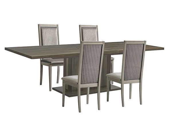 Venezia 200 cm Extending Dining Table and 4 Panelled Fabric Chairs Set  Grey | Bed Sava