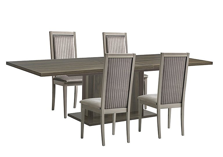 Venezia 200 cm Extending Dining Table and 4 Panelled Fabric Chairs Set - Grey