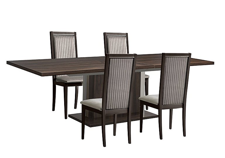 Venezia 200 cm Extending Dining Table and 4 Panelled Fabric Chairs Set - Walnut