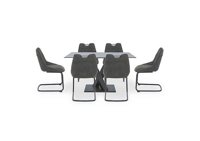 Warrior Grey Compact Fixed Dining Table with 6 Cantilever Chairs - Grey