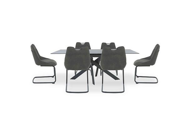 Warrior Grey Extending Dining Table with 6 Cantilever Chairs  Grey | Bed Sava