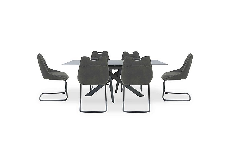 Warrior Grey Extending Dining Table with 6 Cantilever Chairs - Grey