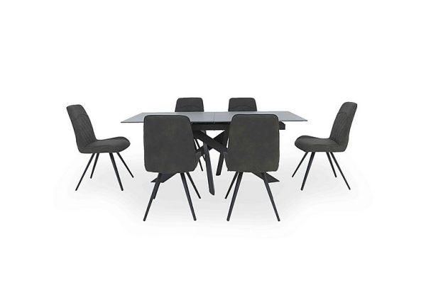 Warrior Grey Extending Dining Table with 6 Standard Chairs  Grey | Bed Sava