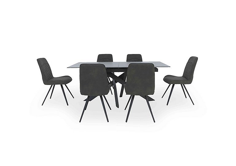 Warrior Grey Extending Dining Table with 6 Standard Chairs - Grey