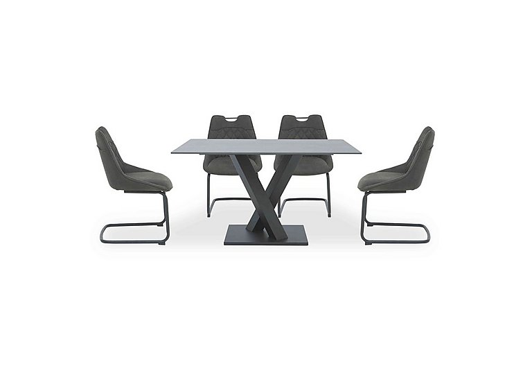 Warrior Grey Compact Fixed Dining Table with 4 Cantilever Chairs - Grey