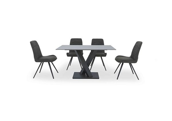 Warrior Grey Compact Fixed Dining Table with 4 Standard Chairs  Grey | Bed Sava